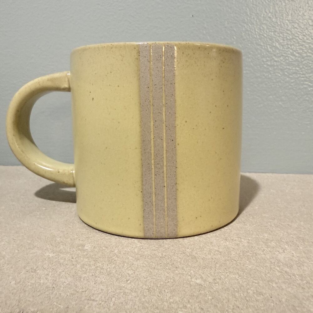 Set of 2 Hearth & Hand Magnolia Triple Stripe Coffee Tea Mug yellow EUC - Picture 10 of 13
